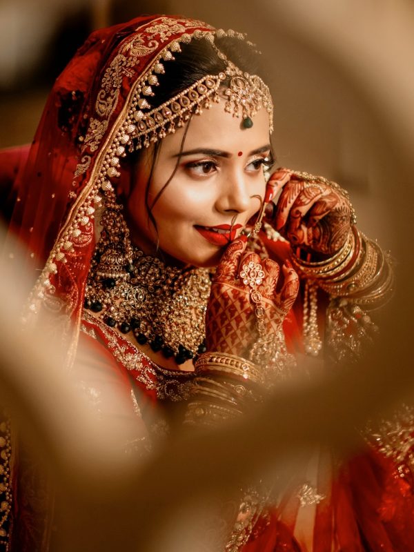 bridal couture, jewellery & accessories red color instagram post